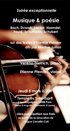 Soirée exceptionnelle : Musique et Poésie